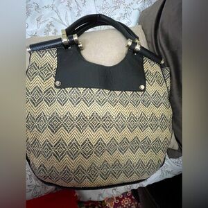 Banana Republic Vintage Leather & Raffia Tote w/ original Dustbag 🔥